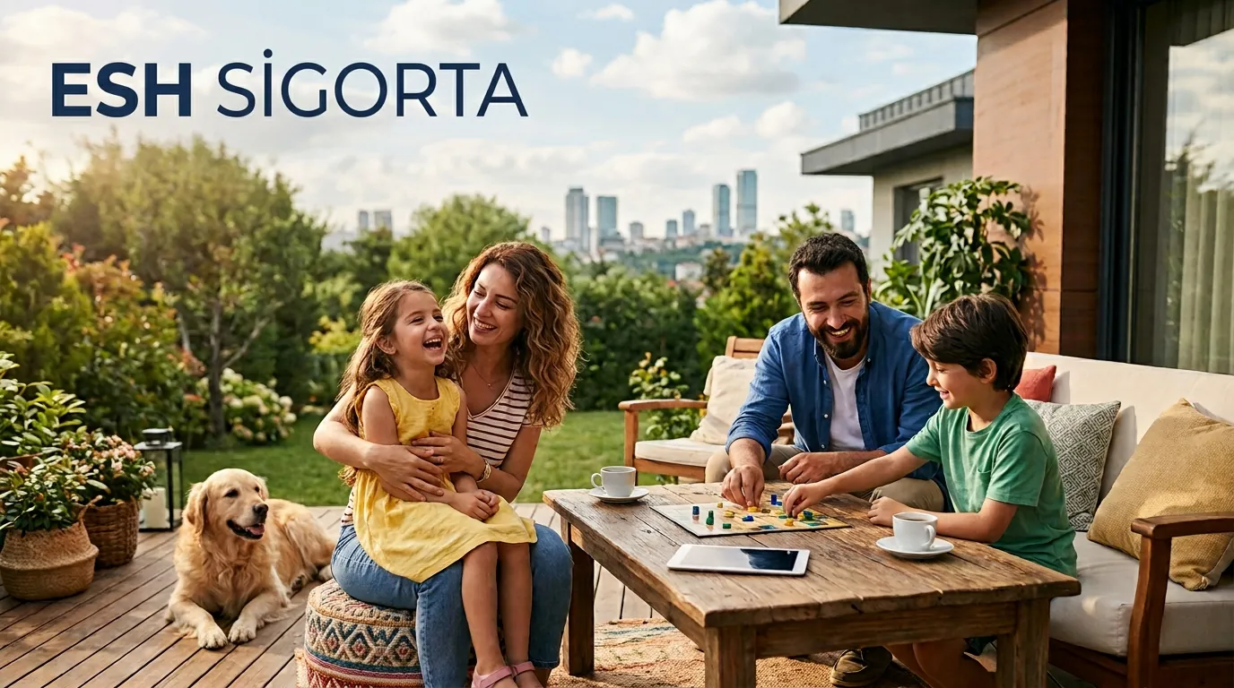 ESH Sigorta görseli: bahçede bir aile.